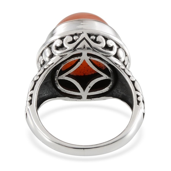 Jewels of India Mitiyagoda Peach Moonstone (Rnd) Solitaire Ring in Sterling Silver 7.470 Ct.