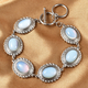 Opalite Bracelet (Size 8) With T-Bar Clasp in Stainless Steel 18.50 Ct.