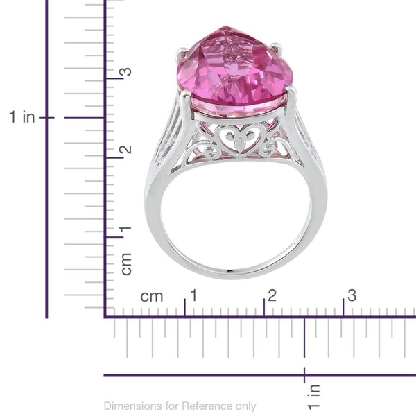 Kunzite Colour Quartz (Pear) Ring in Platinum Overlay Sterling Silver 17.000 Ct.