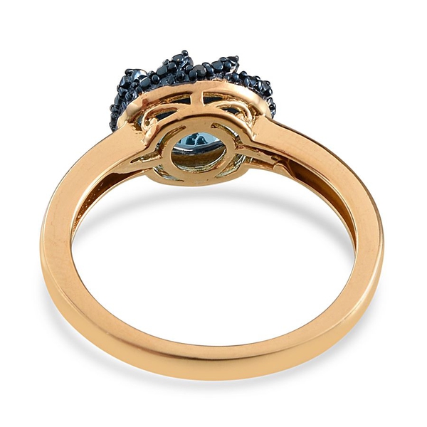 Electric Swiss Blue Topaz (Ovl 2.75 Ct), Diamond Ring in 14K Gold Overlay Sterling Silver 2.770 Ct.