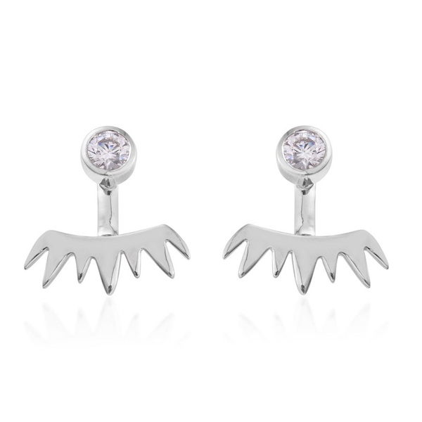 Lustro Stella - Platinum Overlay Sterling Silver (Rnd) Jacket Earrings (with Push Back) Made with Fi