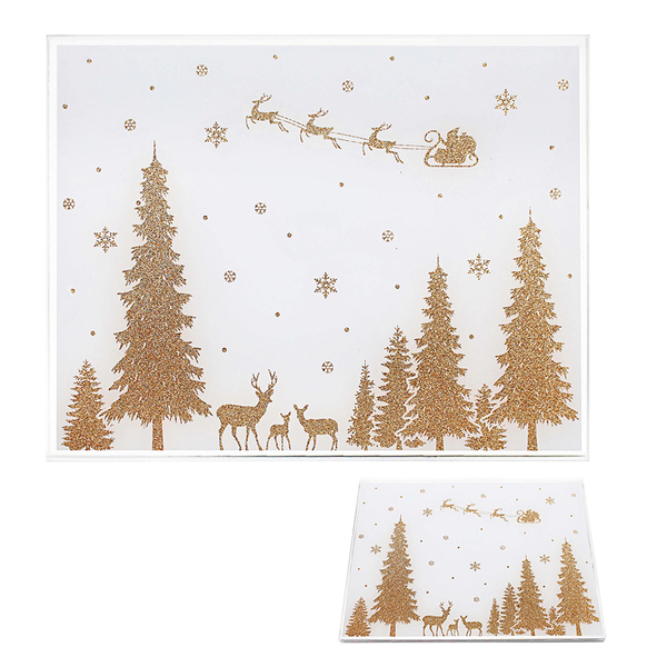 Set of 2 - Lesser & Pavey Christmas Theme Golden Glitter Placemats