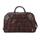 Croc Pattern Middle Travel Bag with Shoulder Strap - Brown