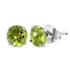 Peridot Stud Earrings (with Push Back) in Platinum Overlay Sterling Silver 1.77 Ct.