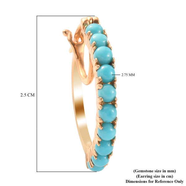 Arizona Sleeping Beauty Turquoise Hoop Earrings (with Clasp Lock) in 14K Gold Overlay Sterling Silver 1.64 Ct