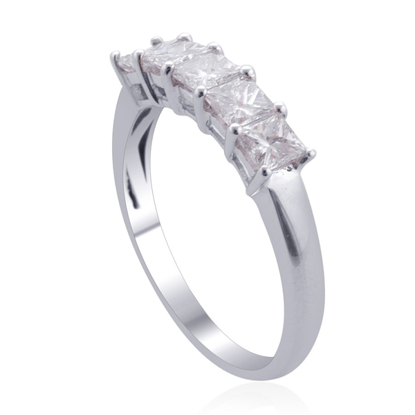 ILIANA 18K W Gold IGI Certified Diamond (Rnd) (SI/G-H) 5 Stone Ring 1.000 Ct.