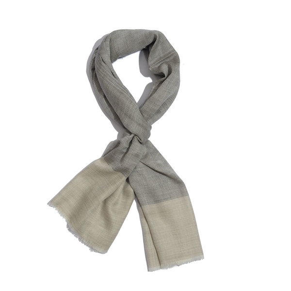 100% Cashmere Wool Beige and Black Colour Shawl (Size 200x70 Cm)