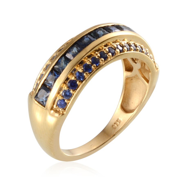 Kanchanaburi Blue Sapphire (Sqr) Ring in 14K Gold Overlay Sterling Silver 1.750 Ct.