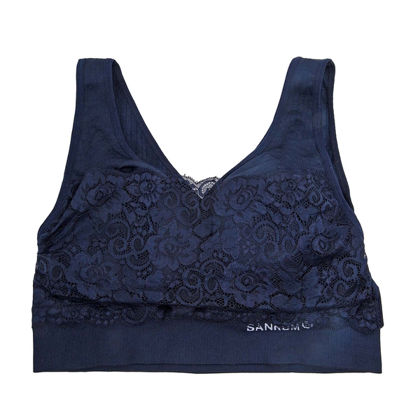3 Piece Set- Sankom Patent Classic Bra With Lace (Size S-M) - Colour Dark Blue, Taupe Brown and Garnet Pink