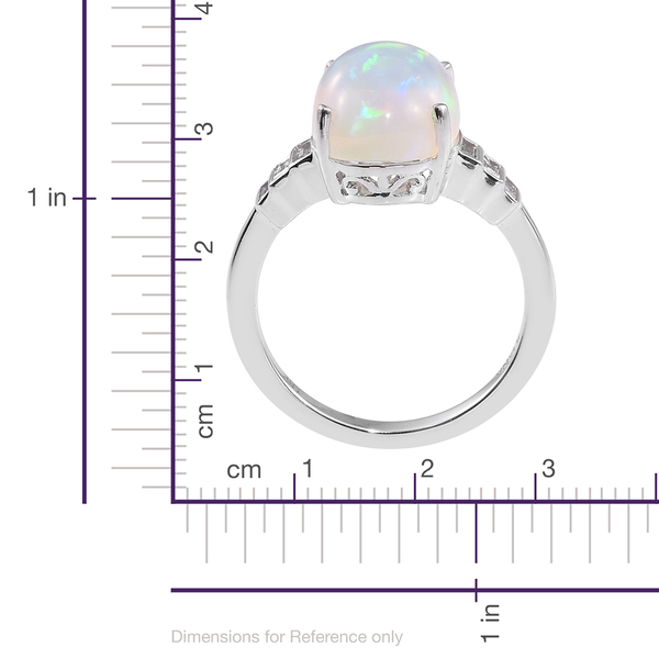 ILIANA 18K White Gold AAAA Ethiopian Welo Opal (Ovl 4.70 Ct), Diamond (SI-G-H) Ring 5.000 Ct.