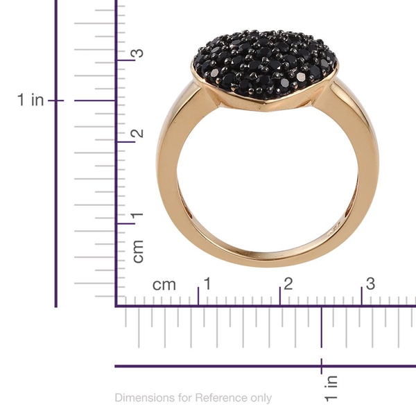 Boi Ploi Black Spinel Heart Silver Ring in 14K Gold Overlay 2.250 Ct.