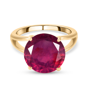 9K Yellow Gold AA African Ruby (FF) Solitaire Ring 8.02 Ct.
