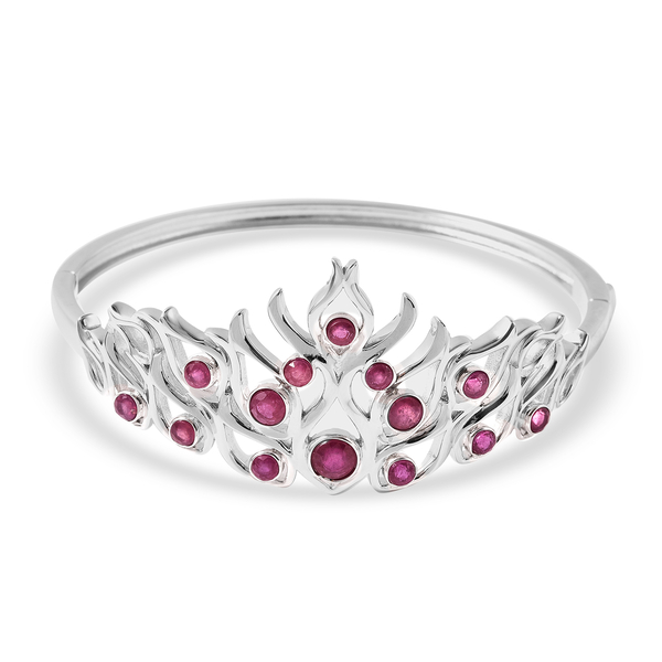 LucyQ Flame Collection - African Ruby (FF) Bangle (Size 7.5) in Rhodium Overlay Sterling Silver 3.84