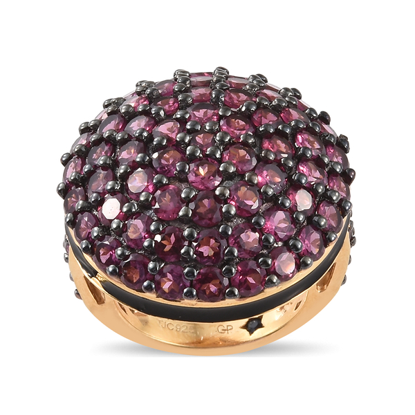 GP 9 Carat Garnet and Sapphire Cocktail Ring in 14K Gold and Black Plated Silver