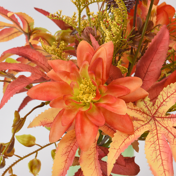 The 5th Season Dahlia Maple Flowers Arrangement  with Vase - Orange