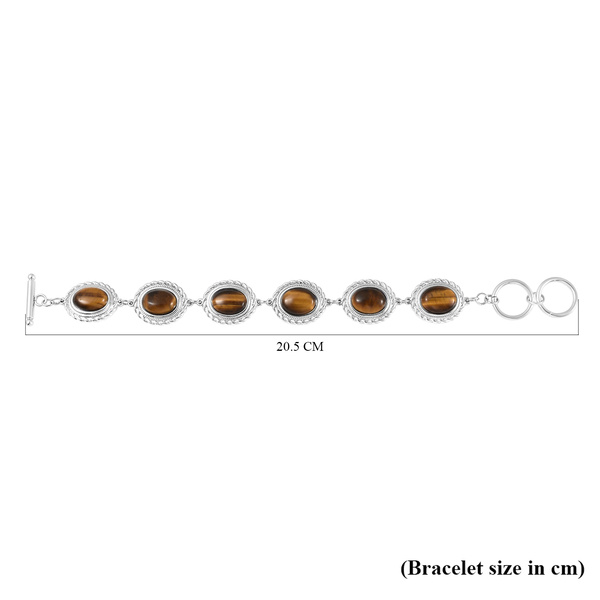 Yellow Tigers Eye Bracelet (Size 8) With T-Bar Clasp in Stainless Steel 19.30 Ct.
