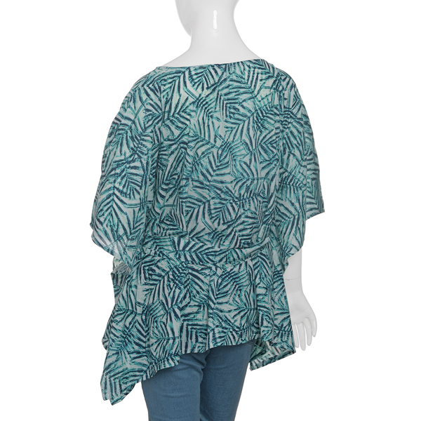 Designer Inspired- Limited Available- Green and Multi Colour Leaves Pattern Apparel (Size 65 Cm)