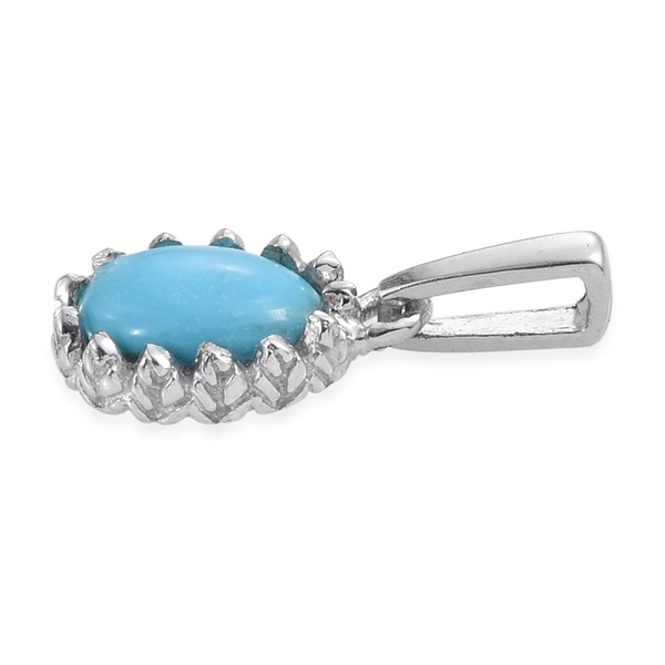 Arizona Sleeping Beauty Turquoise (Ovl) Solitaire Pendant in Platinum Overlay Sterling Silver 0.750 Ct.