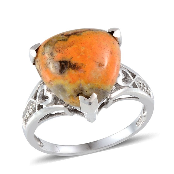 Bumble Bee Jasper (Trl 5.75 Ct), Diamond Ring in Platinum Overlay Sterling Silver 5.800 Ct.