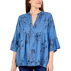NOVA of London Floral Print Frill Sleeve Smock Top (Size up to 18) - Base Blue