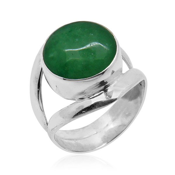 Royal Bali Collection Chinese Green Jade (Rnd) Ring in Sterling Silver 14.900 Ct.