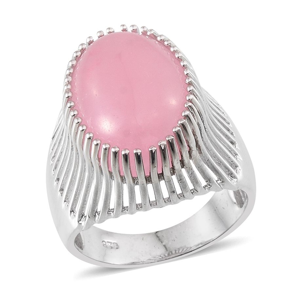 Pink Jade (Ovl) Ring in Platinum Overlay Sterling Silver 14.000 Ct ...
