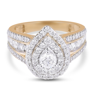 NY Close Out 14K Yellow Gold Diamond (I1-I2/G-H) Cluster Ring 1.50 Ct, Gold wt. 5.30 Gms - Size N