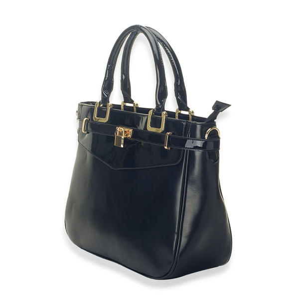 Black Colour Hand Bag with Removable and Adjustable Shoulder Strap (Size 40x18x25.5 Cm)