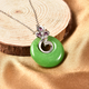 Green Jade and Rhodolite Garnet Pendant With Chain (Size 18) in Rhodium Overlay Sterling Silver 20.69 Ct.