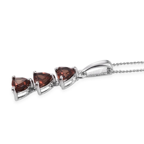AA Mocha Zircon (Trl) Trilogy Pendant With Chain in Platinum Overlay Sterling Silver 1.150 Ct.