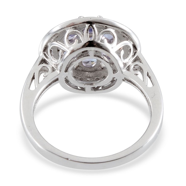 Tanzanite (Rnd), Diamond Ring in  Platinum Overlay Sterling Silver 1.270 Ct.