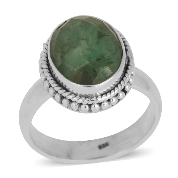 Jewels of India Kagem Zambian Emerald (Ovl) Solitaire Ring in Sterling Silver 2.730 Ct.