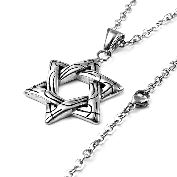 Star Pendant with Chain (Size 23.5) in Stainless Steel