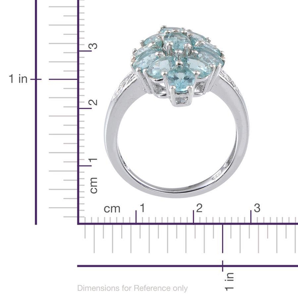 AA Paraibe Apatite (Ovl 0.50 Ct), Diamond Ring in Platinum Overlay Sterling Silver 3.520 Ct.