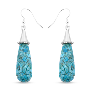 SAJEN SILVER - Turquoise Dangling Earrings With Hook  in Sterling Silver 18.00 Ct.