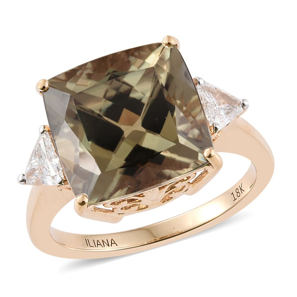 ILIANA 18K Y Gold Natural Turkizite (Cush 8.75 Ct), Diamond (SI-G-H) Ring 9.150 Ct.