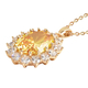 Simulated Yellow Sapphire and Simulated Diamond Pendant with Chain (Size 20 With 2 Inch Extender ) in Gold Tone