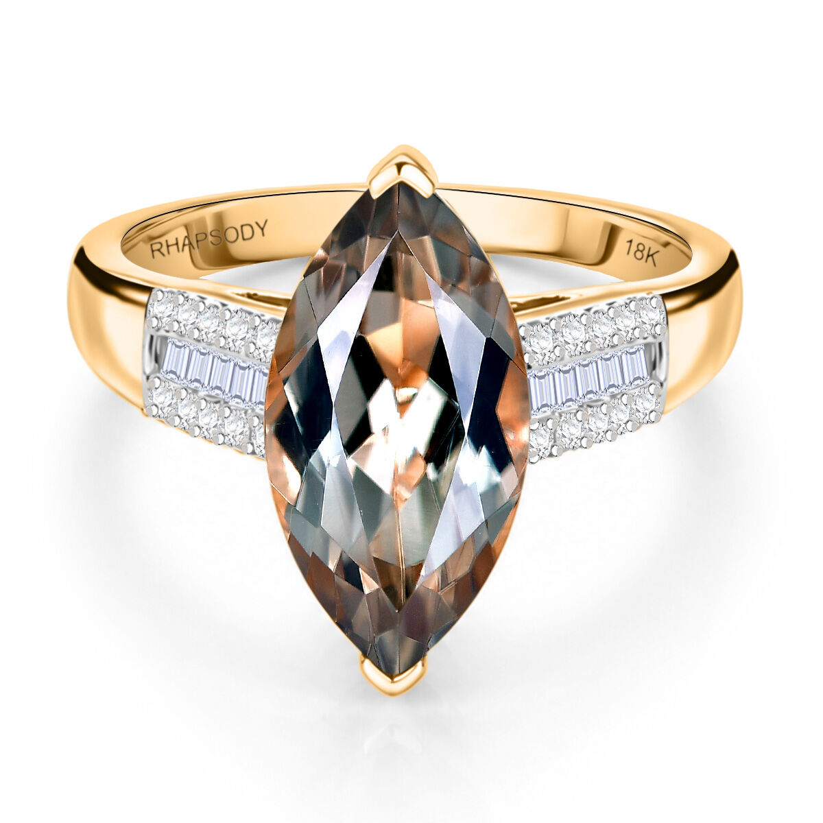 Rhapsody 18K Yellow Gold AAAA Natural Turkizite (5.15ct), Natural White Diamond (0.20 ct E-F-VS) Gol