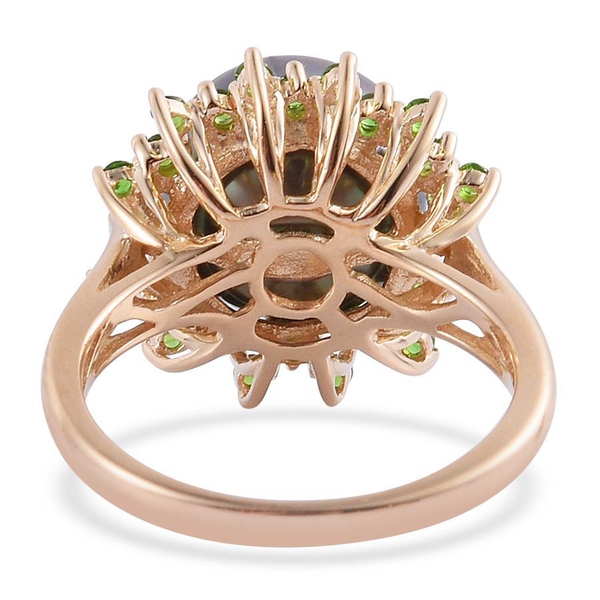 14K Y Gold Tahitian Pearl (Rnd), Chrome Diopside Ring