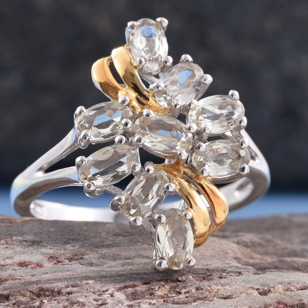 Natural Turkizite (Ovl) Ring in Platinum and Yellow Gold Overlay Sterling Silver 1.750 Ct.