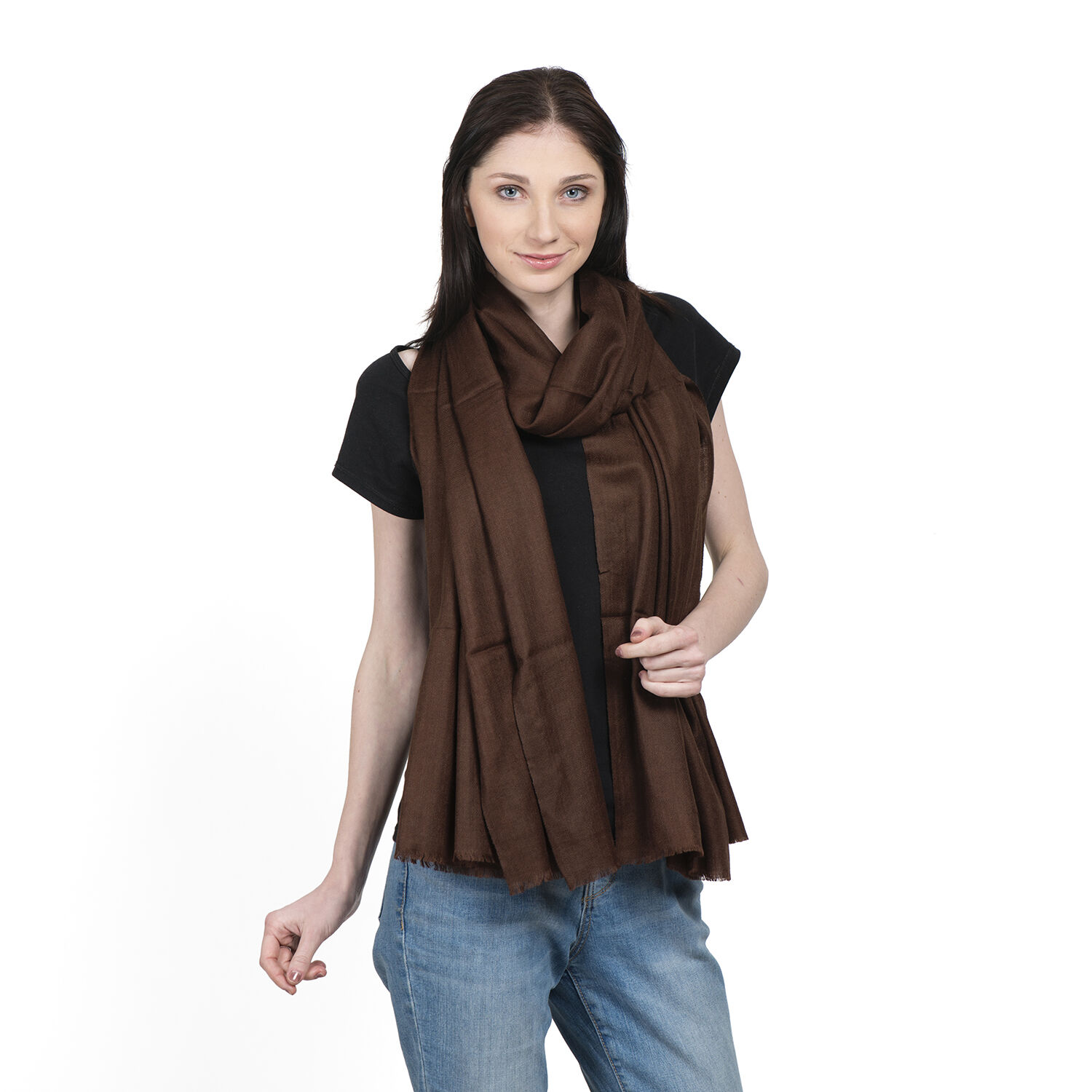 100% Cashmere Wool Brown Colour Shawl (Size 200x70 Cm)