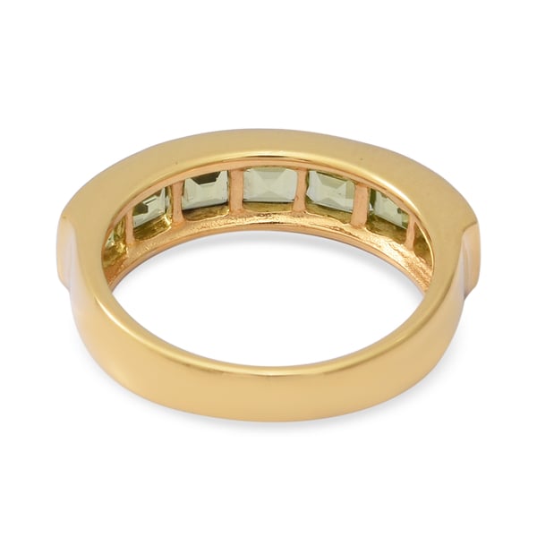 Natural Hebei Peridot Half Eternity Band Ring in Yellow Gold Overlay Sterling Silver 2.80 Ct.