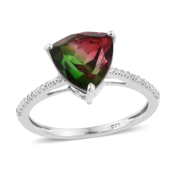 Tourmaline Colour Quartz (Trl) Solitaire Ring in Platinum Overlay Sterling Silver 4.000 Ct.