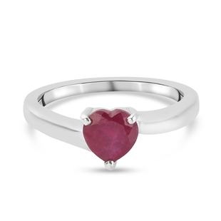 African Ruby (FF) Solitaire Ring in Platinum Overlay Sterling Silver 1.15 Ct.