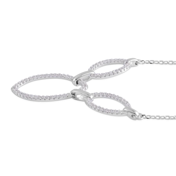AAA Simulated White Diamond Necklace (Size 18) in Sterling Silver