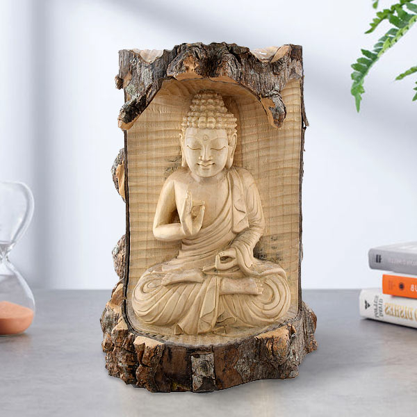 Close Out Deal-Decorative Handcrafted Buddha Sculpture (Size:20x30x10Cm) - Light Brown