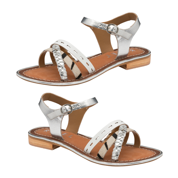 Ravel Cudal Leather Flat Sandals (Size 3) - Silver