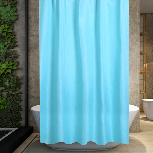 Turquoise Colour Waterproof Shower Curtain with 12 Hooks (180x180cm)