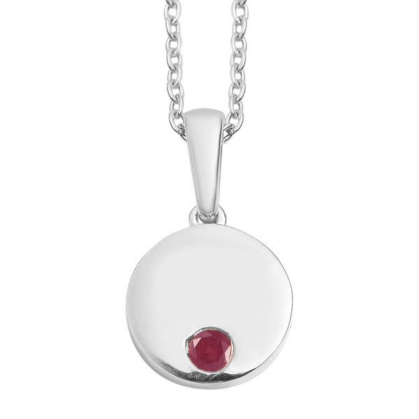 2 Piece Set - 0.4 Ct. African Ruby (FF) Pendant and Cable Chain in Sterling Silver