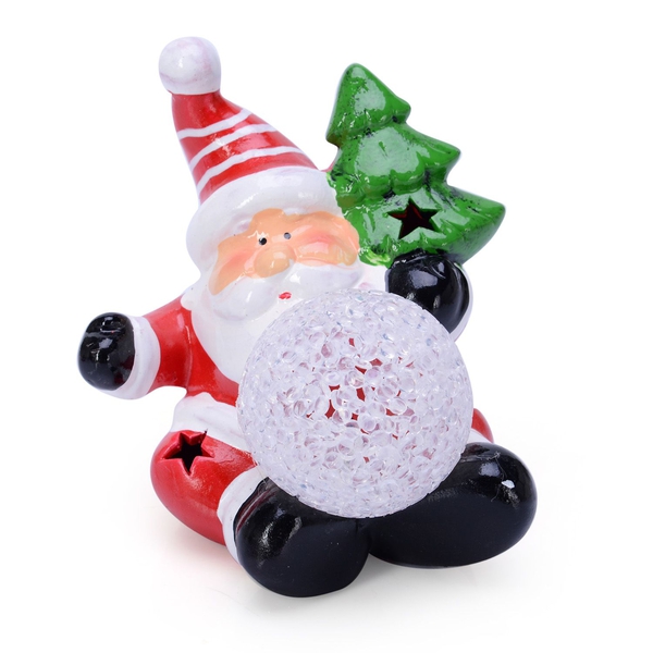 Home Decor - Set of 3 - Christmas Santa Made of Ceramic with LED